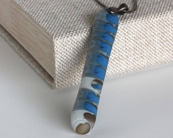 Hand Made Warm Blue Glass Pendant Necklace