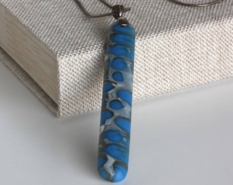 Hand Made Warm Blue Glass Pendant Necklace