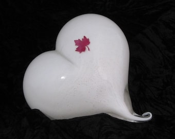 White Hand Blown Glass Heart H209