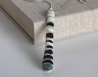 Hand Made Glass Pendant Necklace, Warm White, Amber, & Blue