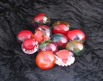 Set of Four Red Hand Blown Glass Baubles