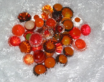 Set of Four Orange Hand Blown Glass Baubles