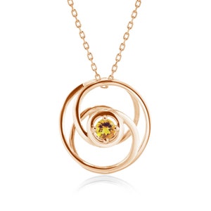 Pendant-Citrine necklace-Charm dainty necklace-Simple minimalist necklace-November birthstone necklace-Delicate circle necklace women gold