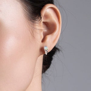 Rainbow opal earrings stud-Small drop earrings-Dainty stacks earrings-Multiple piercing earrings-Teardrop tiny October birthstone earrings