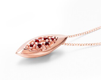 Dainty layering necklace-Charm teardrop ruby pendant necklace-Simple minimalist drop necklace-Small delicate pea in the pod necklace-Chain