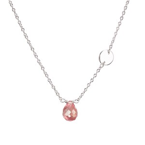 Personalized necklace-Customized initial necklace-July birthstone necklace-Pink sapphire necklace-Mother daughter necklace-Silver chain