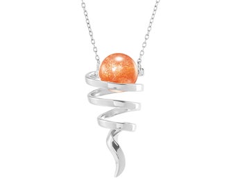 Oregon Sunstone necklace for women-Pendant Sunstone-Birthstone necklace-Silver chain necklace-Modern drop necklace-Minimalist contemporary