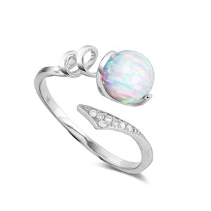 Opal engagement ring-Alternative wedding ring-Unique opal ring diamond-Promise ring for women-White gold ring-Minimalist non diamond ring