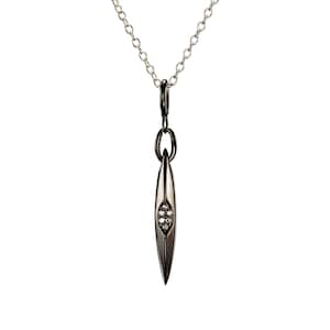 Black silver jewelry horn necklace, Oxidize silver pendant tusk necklace, Talon jewelry pendant necklace. Moissanite sterling silver.