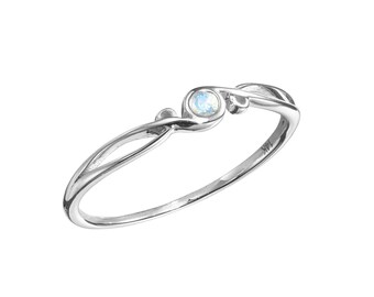 Rainbow moonstone ring-Solitaire engagement ring-Alternative wedding ring-Non traditional ring promise-June birthstone ring white gold 14k
