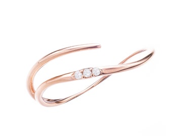 Rose gold ring diamond-Stacking band ring-Vine alternative engagement ring minimalist-Nature inspired ring wedding-Wrap ring promise-Dainty