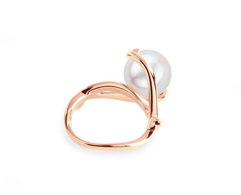 Sterling Silver Pearl Ring in Rose Gold Dipped White Akoya Etsy Hong Kong
