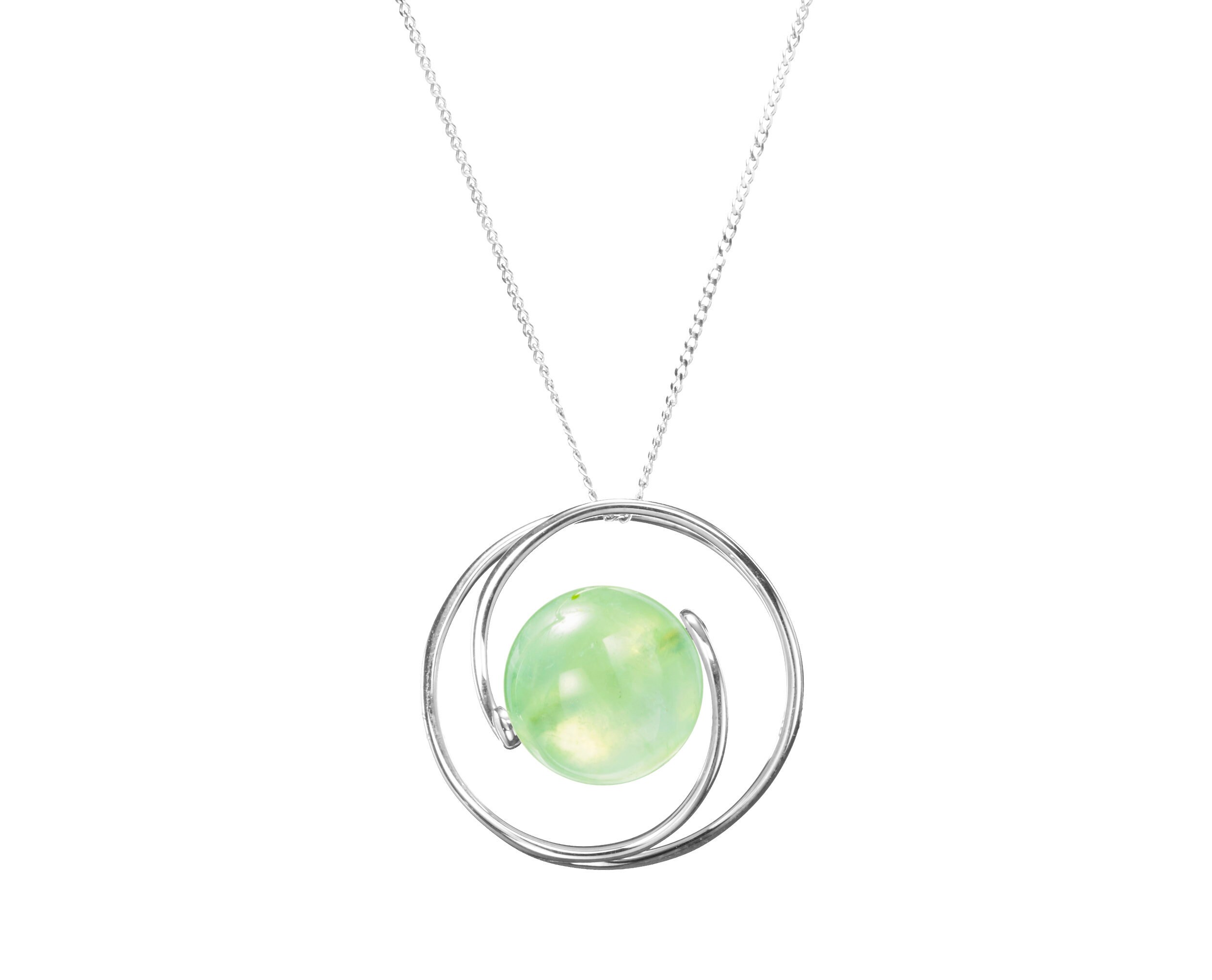 Peridot Necklace in 14k White Gold Halo 