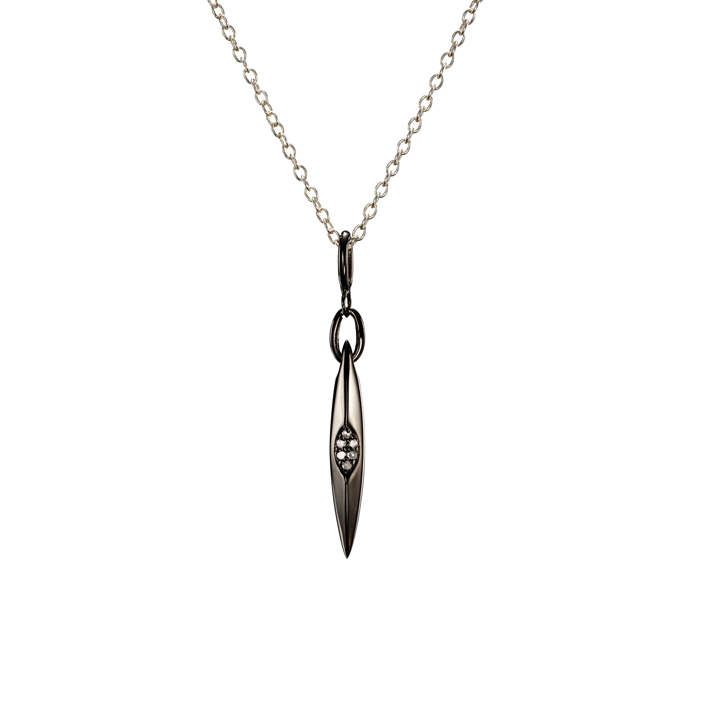 Black Silver Jewelry Horn Necklace 