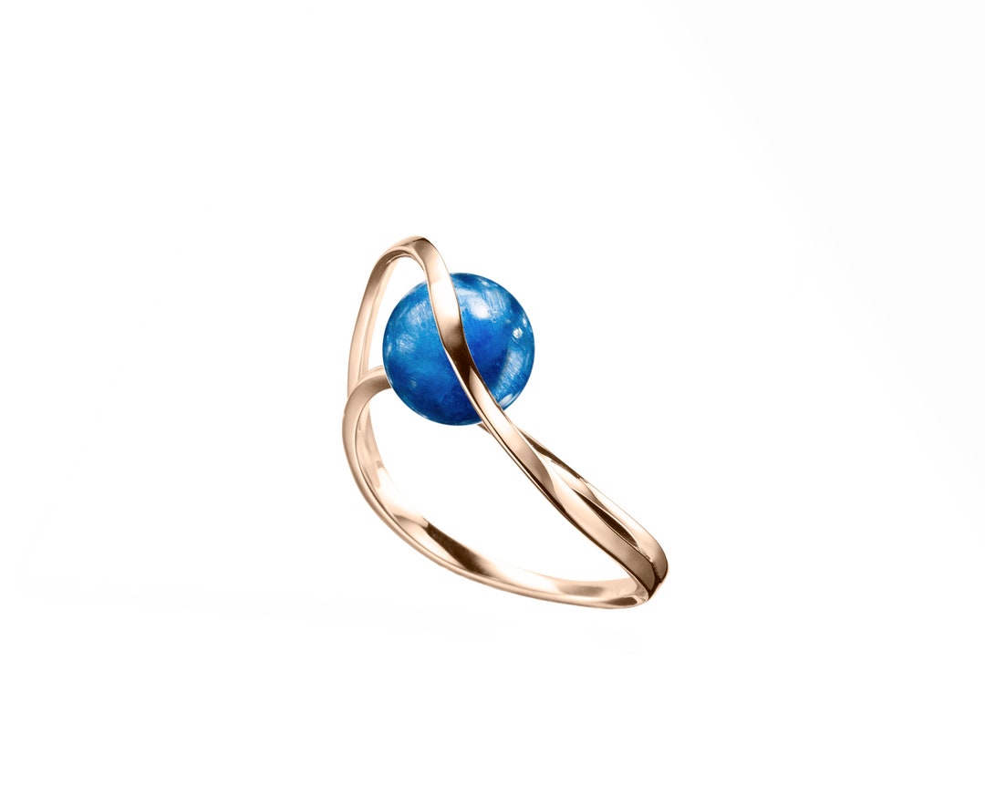 Blue Engagement Ring for Her in 14k Gold, Kyanite Ring for Women ...
