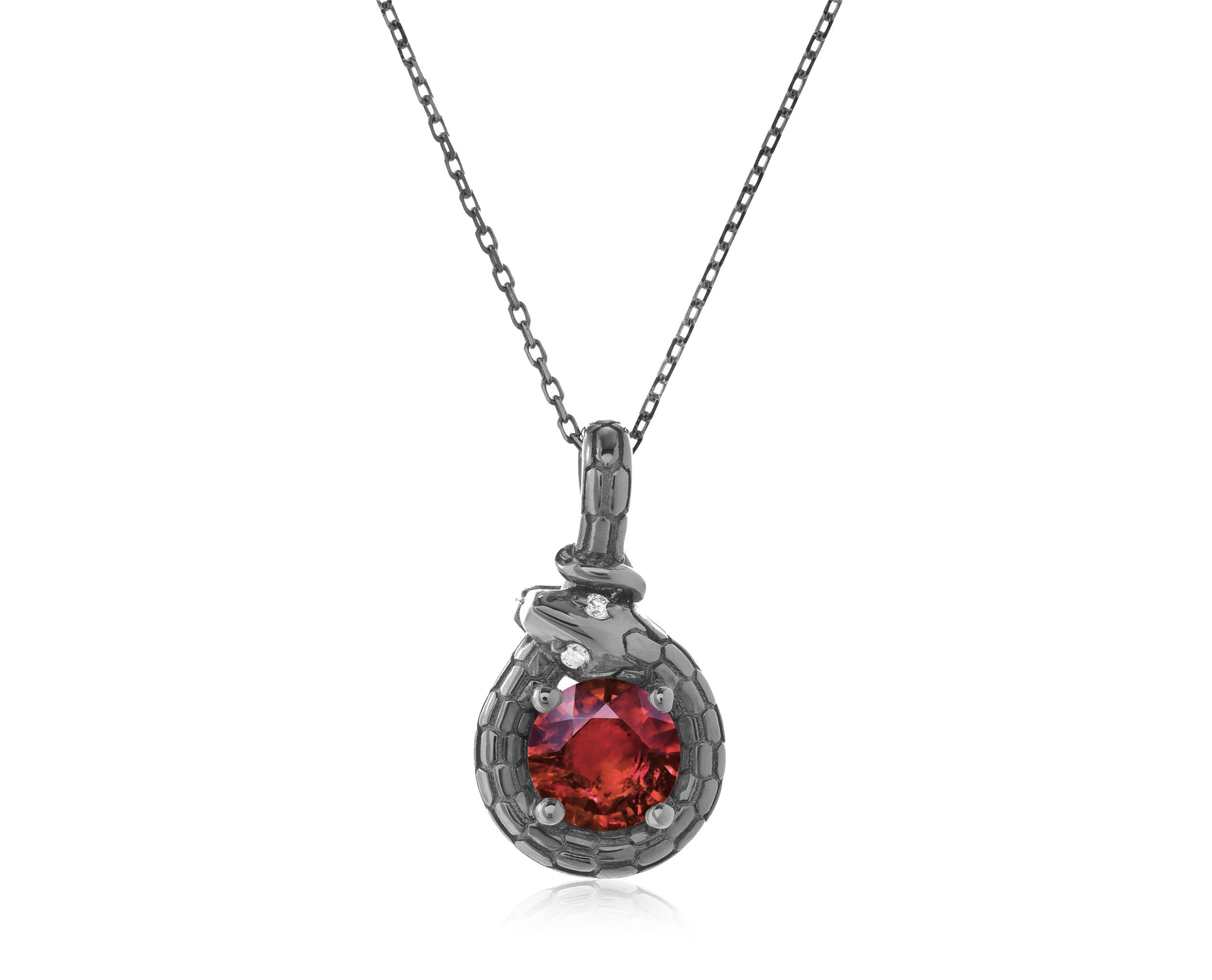 Pendant-snake Necklace-diamond Ruby 
