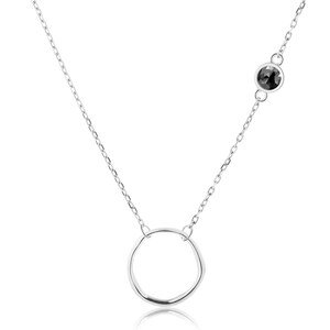 Collier Tourmaline noir-Collier de cercle ouvert-Collier Karma-Collier latéral asymétrique-Collier mère fille-Cristal de guérison