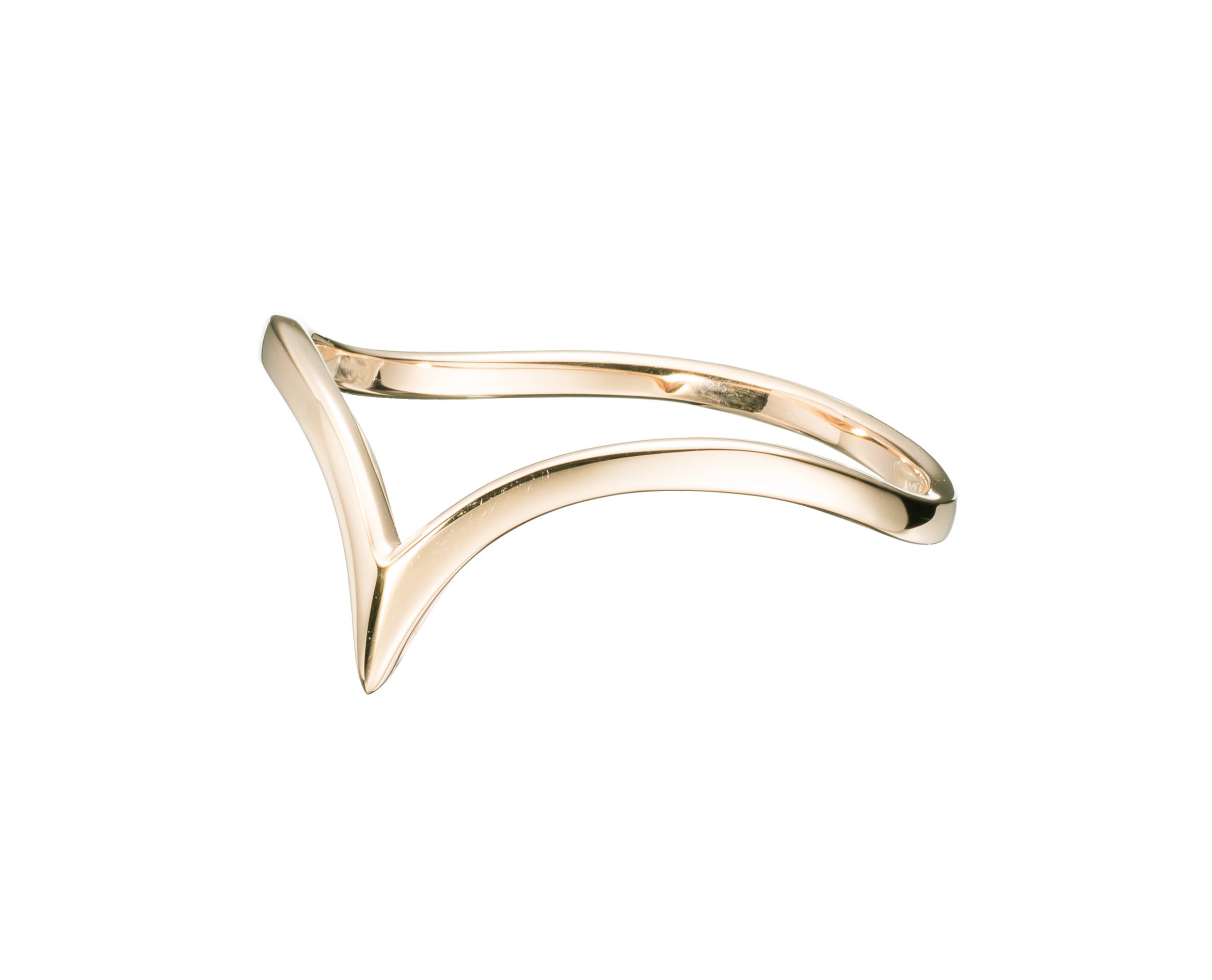 Chevron Yellow Gold Womens Wedding Band V Shape Gold Ring Etsy