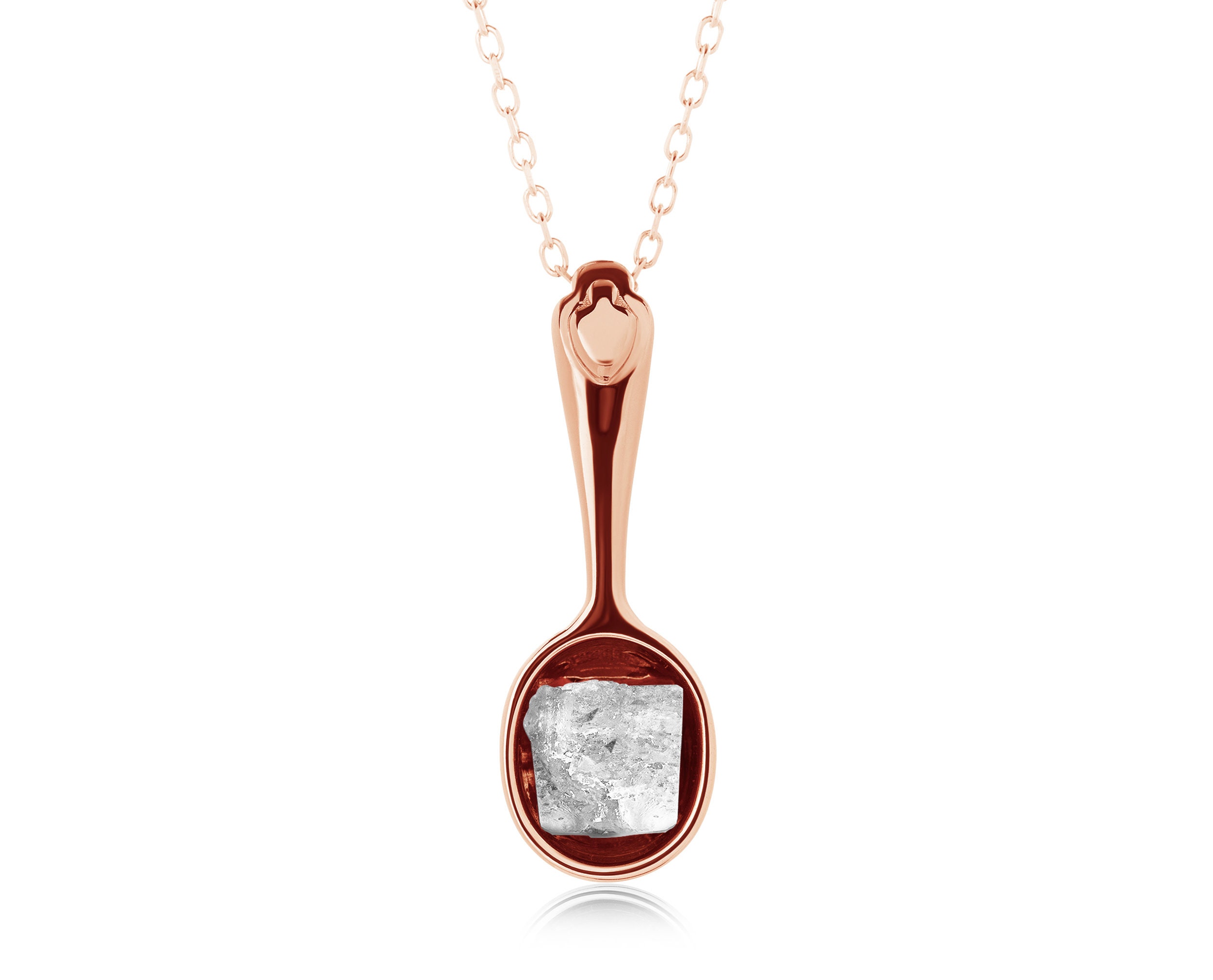 Raw Diamond Necklace Spoon-april Birthstone Necklace for