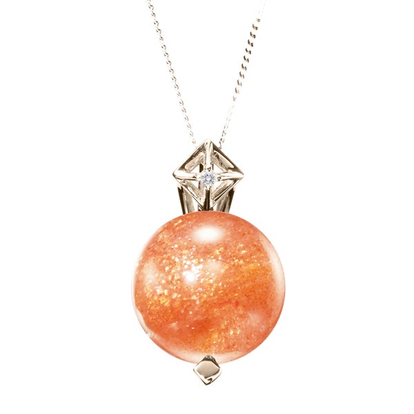 Collar de piedra solar de Oregón en oro de 14k, collar de piedra naranja para ella, colgante de susntone solitario, collar naranja geométrico para las mujeres.