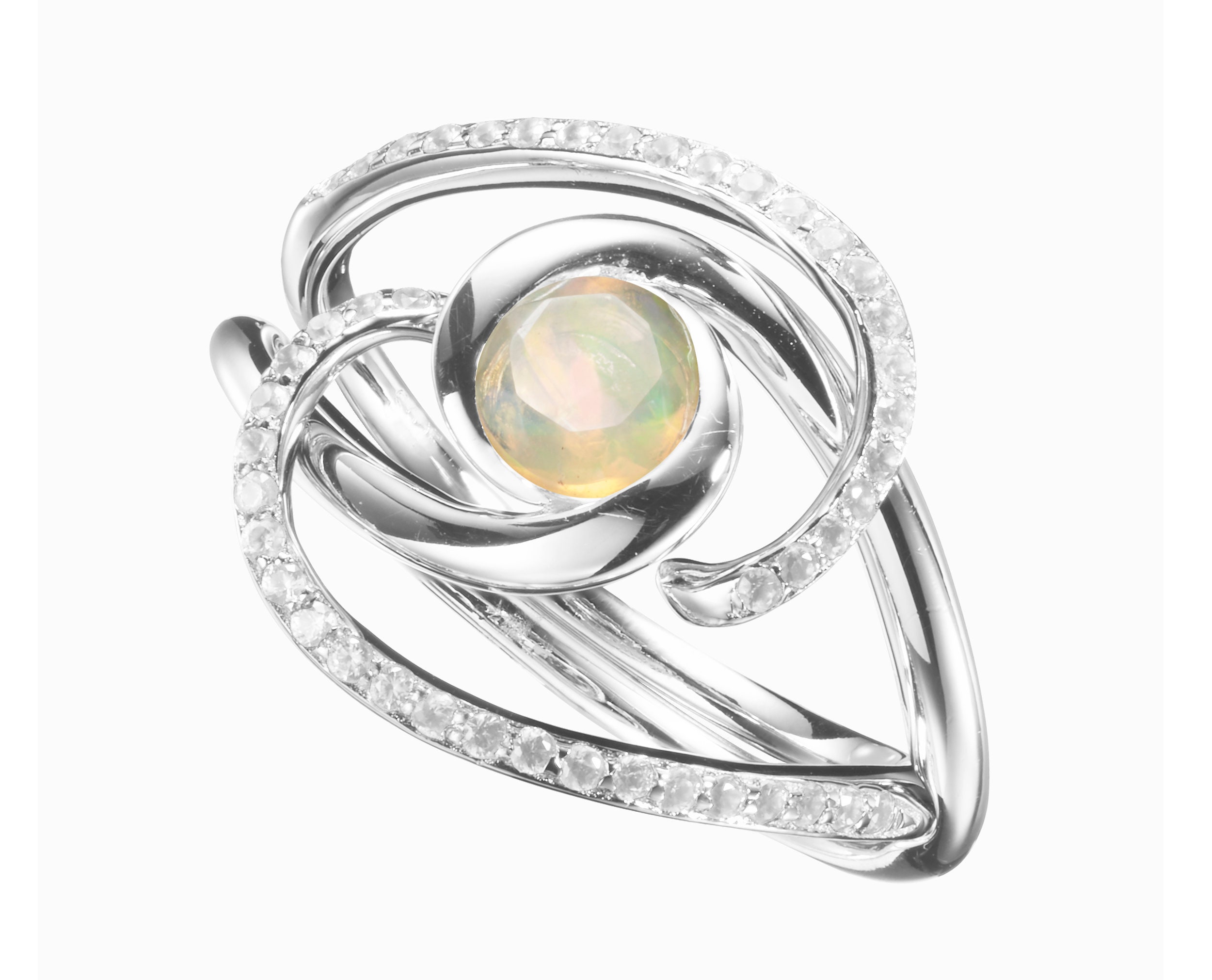 2 50ct Oval Cut Opal Diamond Halo Wedding Bridal Ring Set 14k White Gold Over Ebay