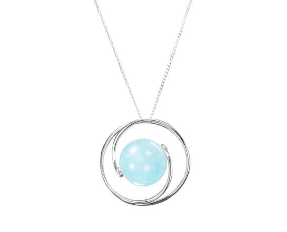 Aquamarine Necklace in 14k White Gold 