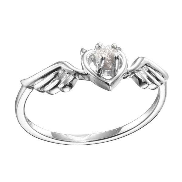 Heart ring, Diamond heart engagement ring, Heart promise ring wedding, Sacred heart jewelry, Angel heart wing, Devil angel 9K gold sinner