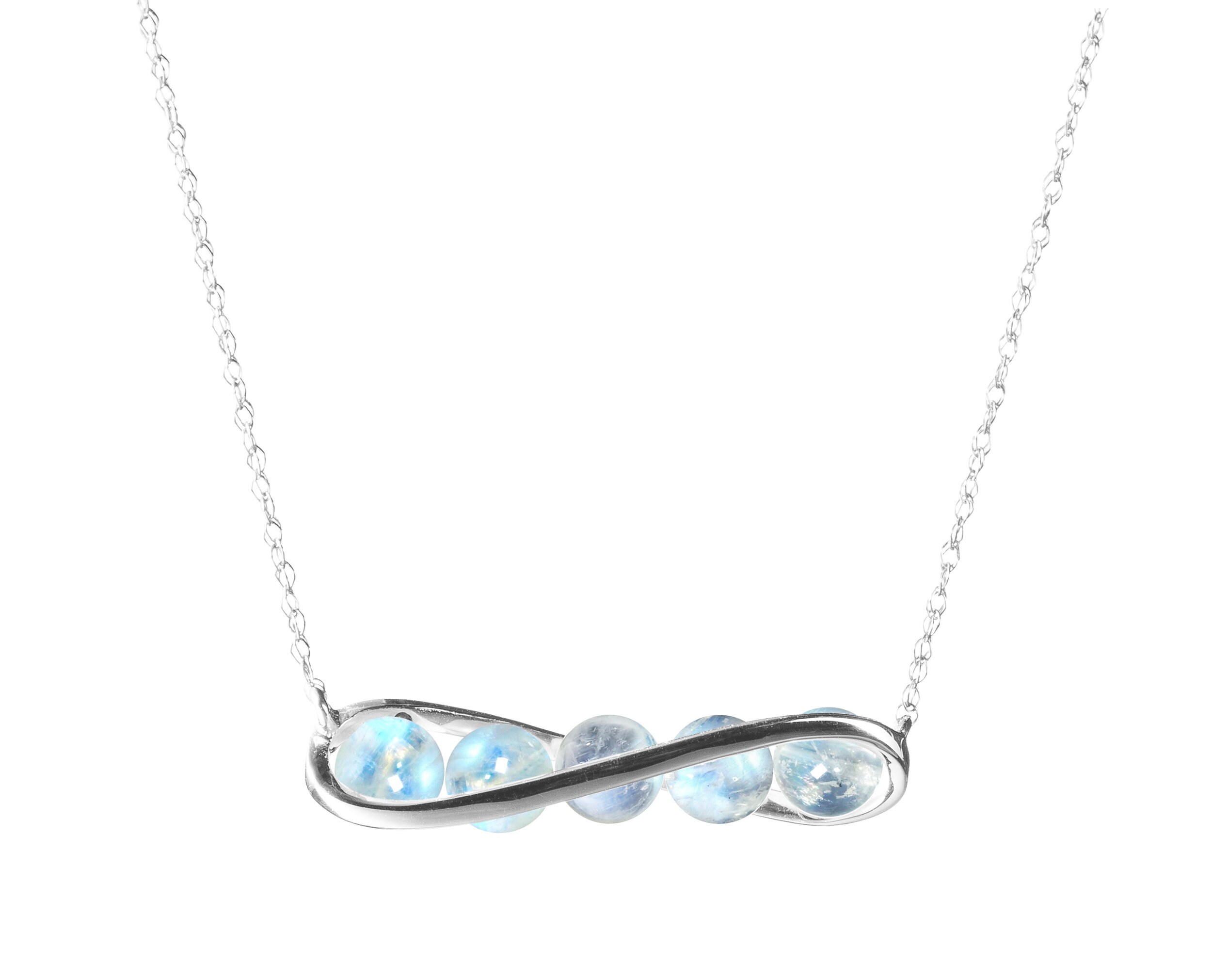 Rainbow Moonstone Necklace Pendant 14k 