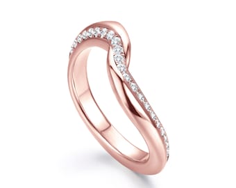 Full eternity band, Diamond ring, Rose gold band, Unique wedding band, Pave diamond ring, 14k rose gold ring for women, Engagement ring.
