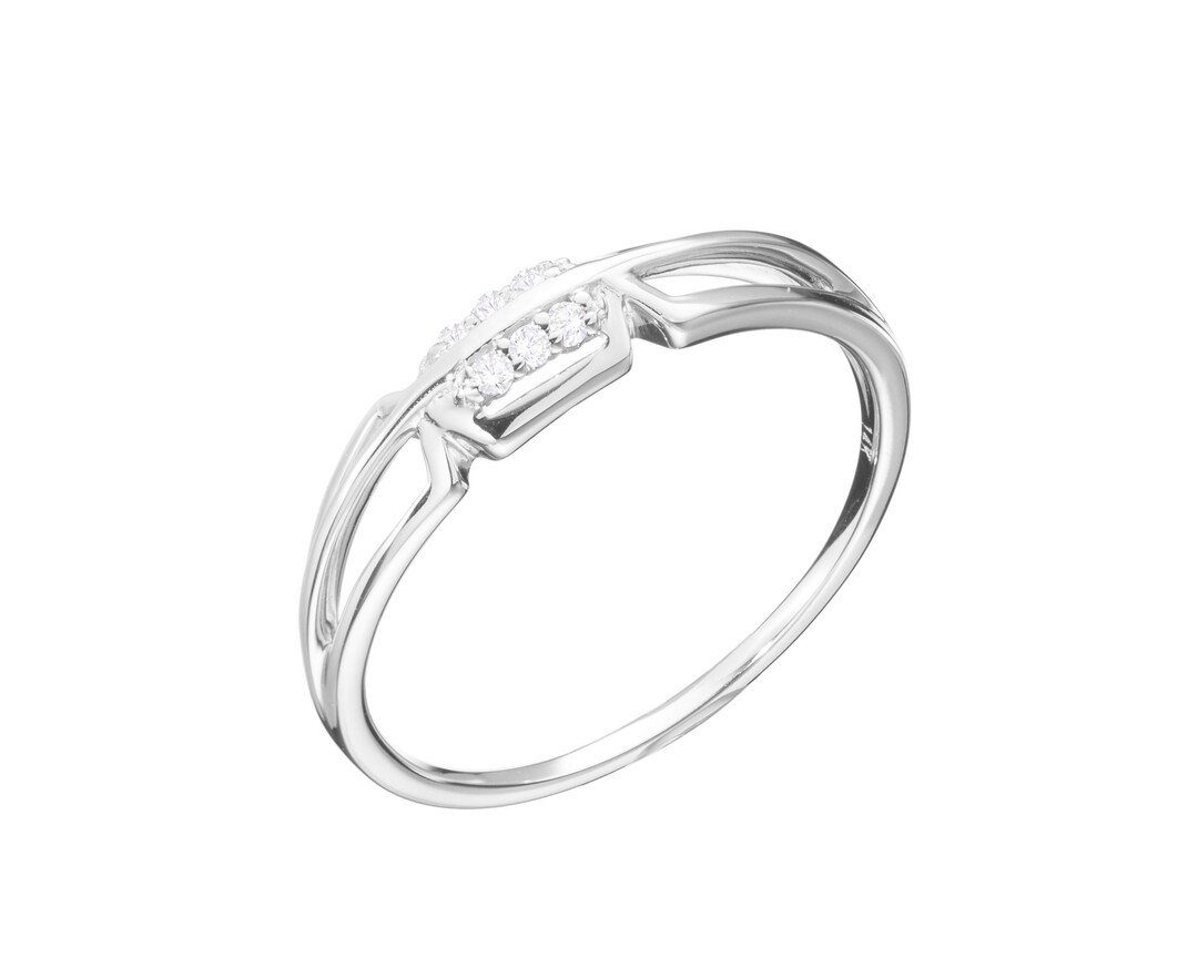 Diamond Ringrectangle Engagement Ringeast West Ring Stackingsimple