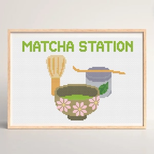 Matcha Station korsstygnsmönster PDF