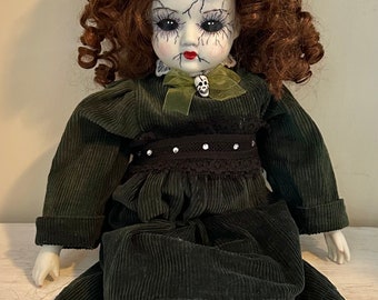 Hand Painted porcelain horror doll- Graviella Gavinton