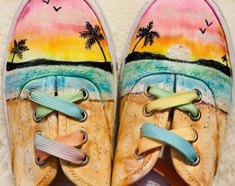 Hand Painted Shoes- Pastel Sunset