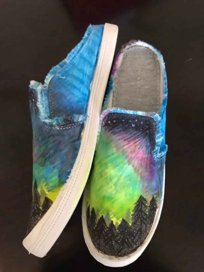 Hand Painted Shoes Northern Lights