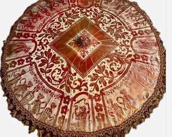 Hand painted cloth parasol- Shades of the Goddess (in scarlet)