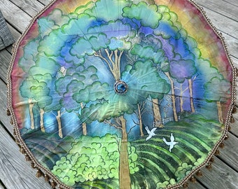 Hand painted cloth parasol- point of PRIDE