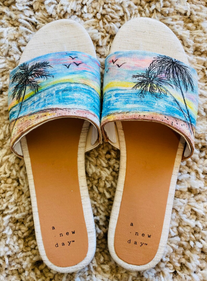 Hand Painted Sandals Paradise Island | Etsy