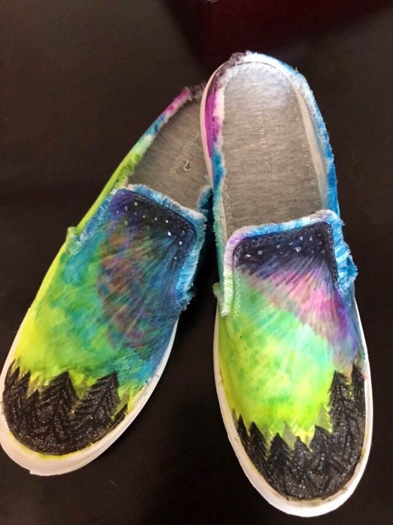 Hand Painted Shoes Northern Lights