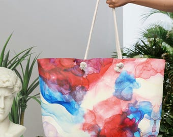 Abstract Tote Bag - Spacious Everyday Carry with Rope Handles - Patriot Collection