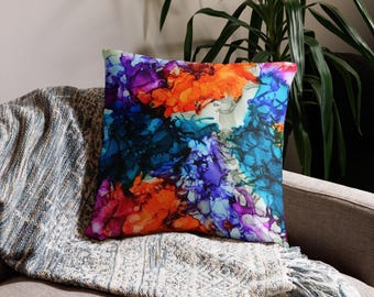 Abstract Art Accent Pillow with Insert - "Evanescence" Design