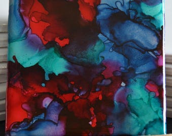 Hand Painted Abstract Alcohol Ink Painted Coaster -  Pure Conviction Collection