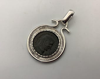 Sterling silver Bezel for Roman coin. For 22 mm round coin.