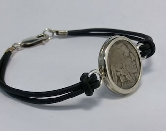 Coin Bracelet, Silver Coin bezel Bracelet for Men's and Women