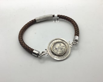 Gold and Sterling silver coin Bracelet.