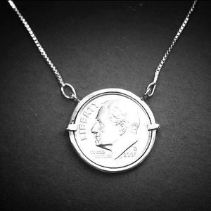 Coin jewelry, Coin Pendant, Dime coin jewelry for ladies.