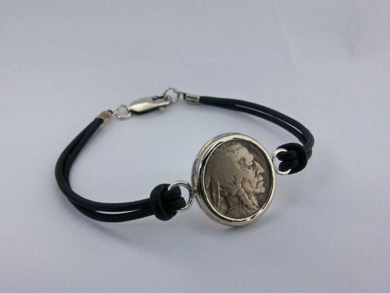 Coin Bracelet, Silver Coin Bezel Bracelet for Men's and