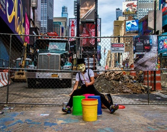 Guy Fawkes in Times Square, NYC Colorful Fine Art Street Photography, New York Photography