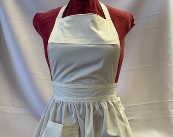 Retro Vintage 50s Style Full Apron / Pinny - Cream