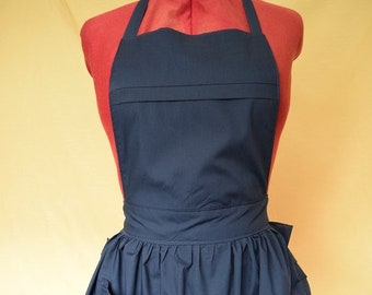 Retro Vintage 50s Style Full Apron / Pinny - Navy