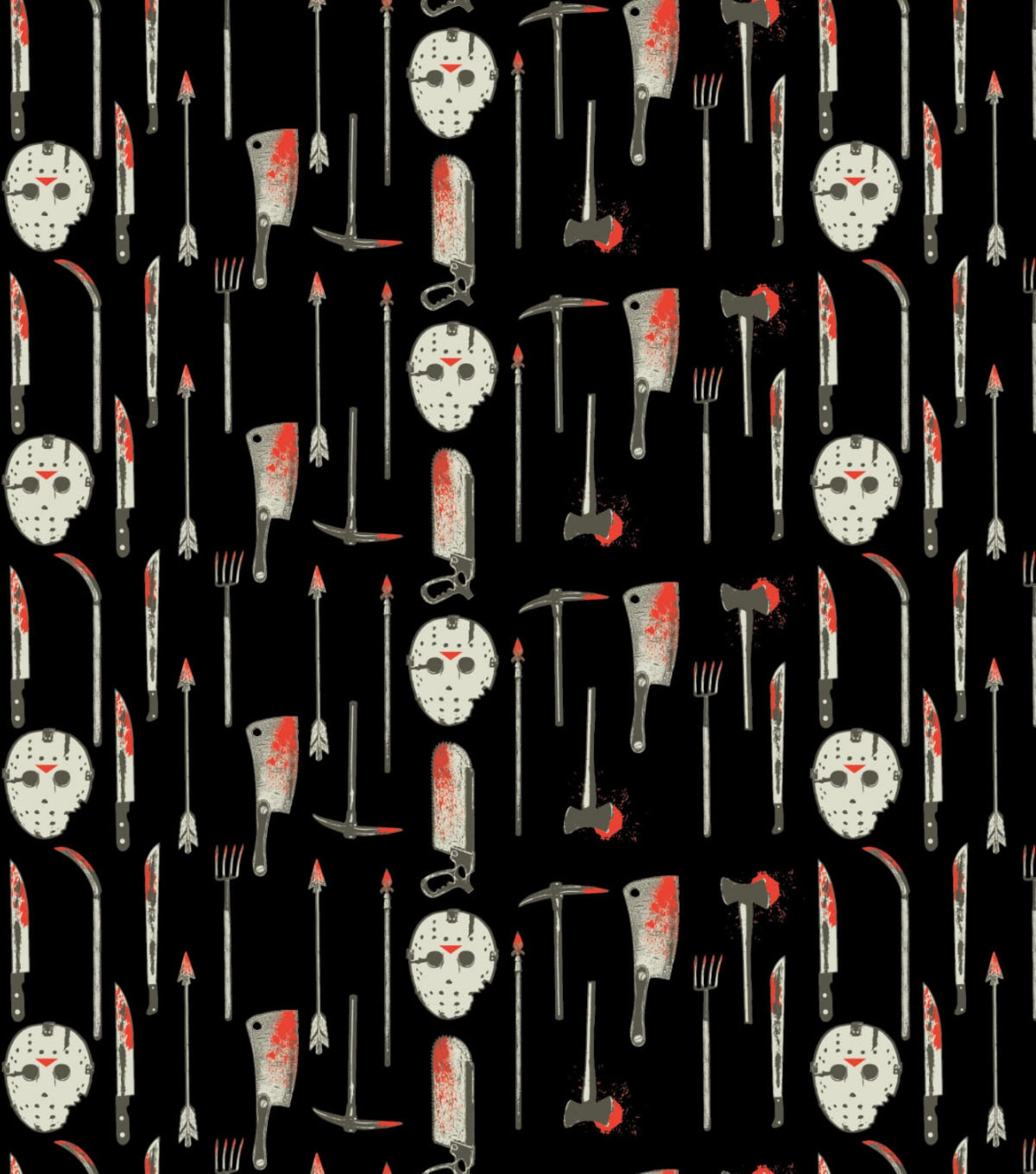 Friday the 13th - Weapons and Masks - Black - 100% Cotton